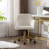 New Velvet Fabric Material Adjustable Height Swivel Home Office Chair For Indoor Office With Gold Legs,Coffee Ivory White_0