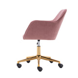 New Velvet Fabric Material Adjustable Height Swivel Home Office Chair For Indoor Office With Gold Legs,Pink_15