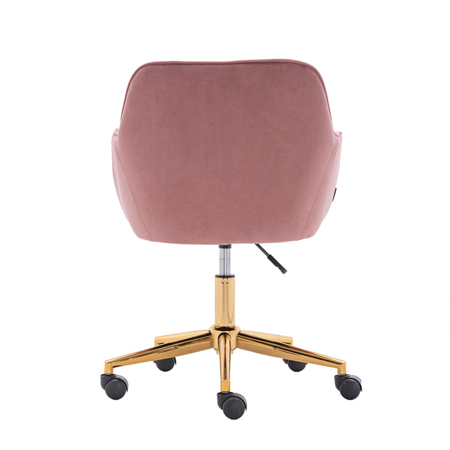 New Velvet Fabric Material Adjustable Height Swivel Home Office Chair For Indoor Office With Gold Legs,Pink_6