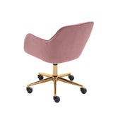 New Velvet Fabric Material Adjustable Height Swivel Home Office Chair For Indoor Office With Gold Legs,Pink_3