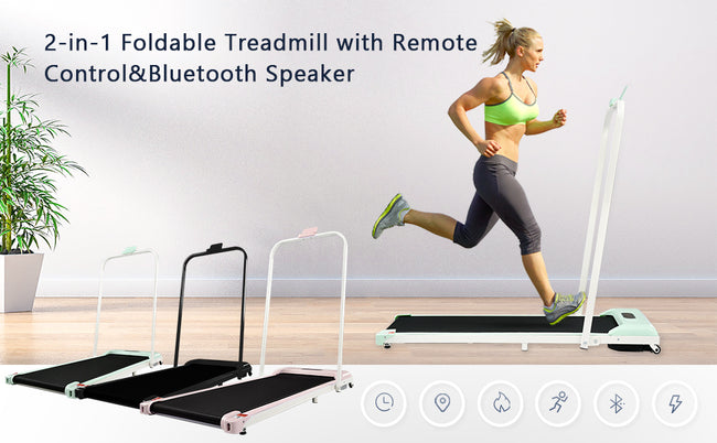 Folding Treadmill for Home Office Use,Under Desk Treadmill,1-6KM/H, Portable Walking Running Machine with Bluetooth Speaker, Remote Control, LCD Display, Phone Holder._13