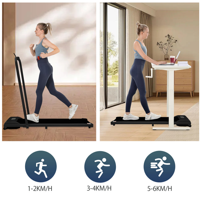 Folding Treadmill for Home Office Use,Under Desk Treadmill,1-6KM/H, Portable Walking Running Machine with Bluetooth Speaker, Remote Control, LCD Display, Phone Holder._9