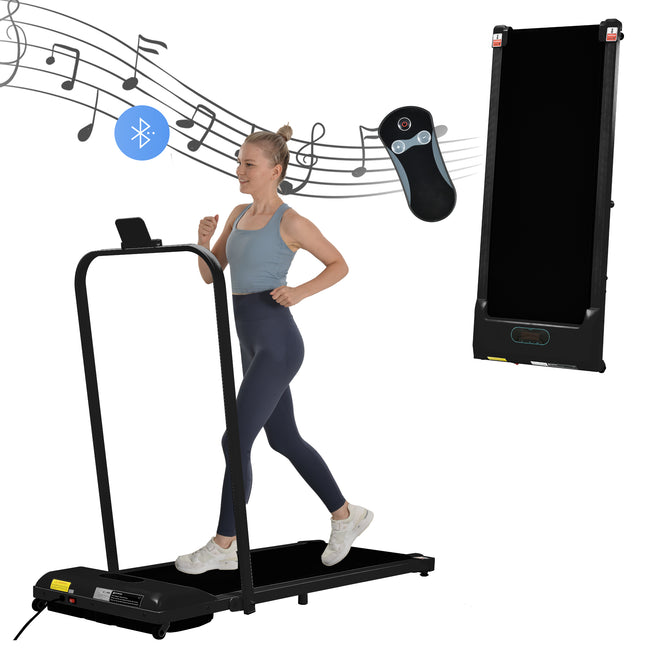 Folding Treadmill for Home Office Use,Under Desk Treadmill,1-6KM/H, Portable Walking Running Machine with Bluetooth Speaker, Remote Control, LCD Display, Phone Holder._11