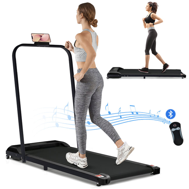 Folding Treadmill for Home Office Use,Under Desk Treadmill,1-6KM/H, Portable Walking Running Machine with Bluetooth Speaker, Remote Control, LCD Display, Phone Holder._0
