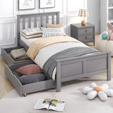 (Mattress not included) Wooden Solid Gray Pine Storage Bed with Drawers Bed Furniture Frame for Adults, Kids, Teenagers 3ft Single (Gray 190x90cm)_0