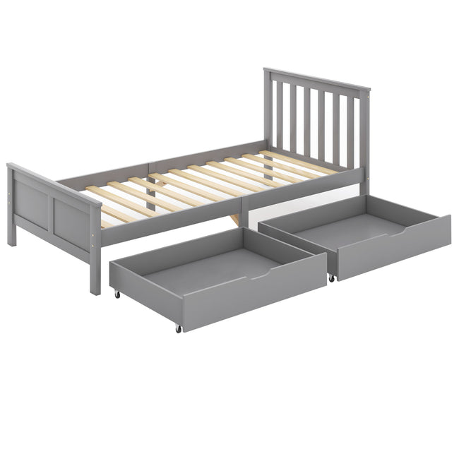 (Mattress not included) Wooden Solid Gray Pine Storage Bed with Drawers Bed Furniture Frame for Adults, Kids, Teenagers 3ft Single (Gray 190x90cm)_9