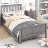 (Mattress not included) Wooden Solid Gray Pine Storage Bed with Drawers Bed Furniture Frame for Adults, Kids, Teenagers 3ft Single (Gray 190x90cm)_2