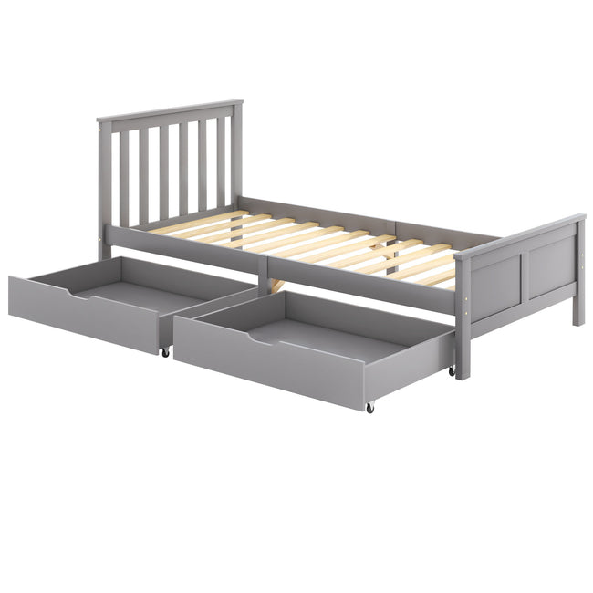 (Mattress not included) Wooden Solid Gray Pine Storage Bed with Drawers Bed Furniture Frame for Adults, Kids, Teenagers 3ft Single (Gray 190x90cm)_7