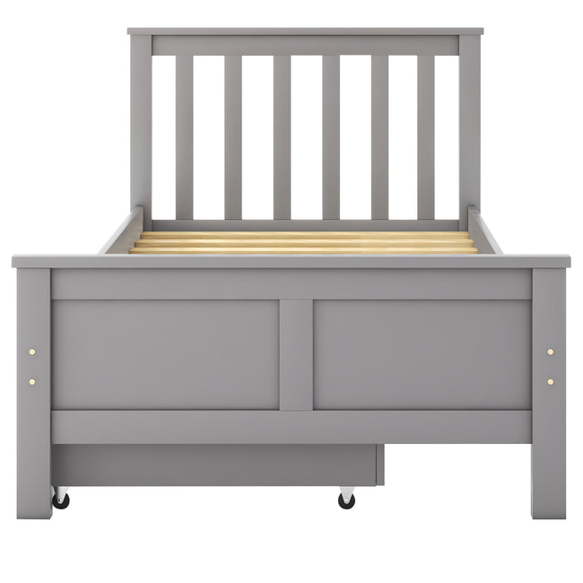 (Mattress not included) Wooden Solid Gray Pine Storage Bed with Drawers Bed Furniture Frame for Adults, Kids, Teenagers 3ft Single (Gray 190x90cm)_8