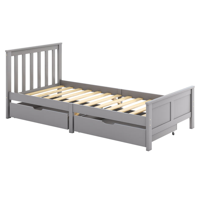 (Mattress not included) Wooden Solid Gray Pine Storage Bed with Drawers Bed Furniture Frame for Adults, Kids, Teenagers 3ft Single (Gray 190x90cm)_11