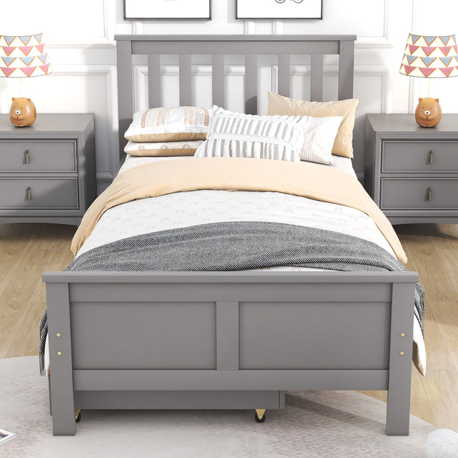 (Mattress not included) Wooden Solid Gray Pine Storage Bed with Drawers Bed Furniture Frame for Adults, Kids, Teenagers 3ft Single (Gray 190x90cm)_3