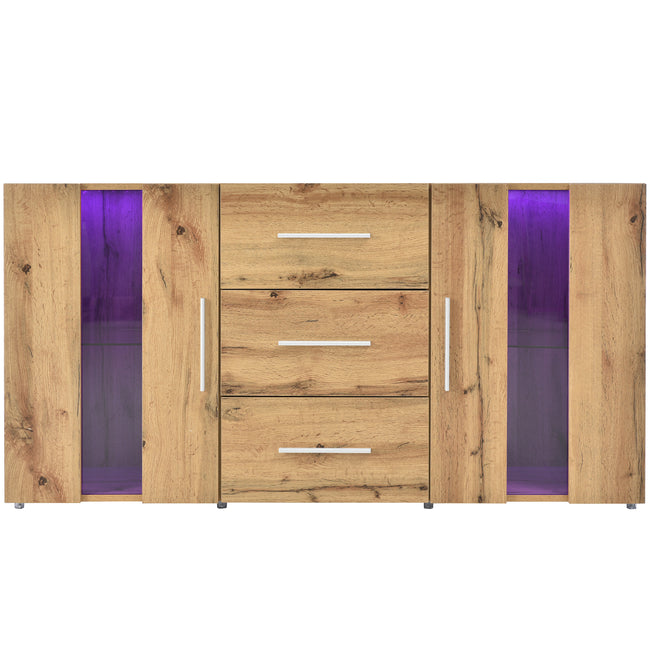 Sideboard Dresser Storage Cupboard Unit TV Cabinet, Kitchen Buffet Sideboard, TV Cabinet, with 16 Colors LED Lights Sideboard Cabinet Storage Cupboard unit for Dining Room Living Room 140*35*_8