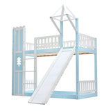 Children's Bunk Bed Frame with Slide & Ladder, Bunk Bed for Kids with Ladder and Slide (Blue, 90x190cm)_11