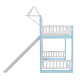 Children's Bunk Bed Frame with Slide & Ladder, Bunk Bed for Kids with Ladder and Slide (Blue, 90x190cm)_12