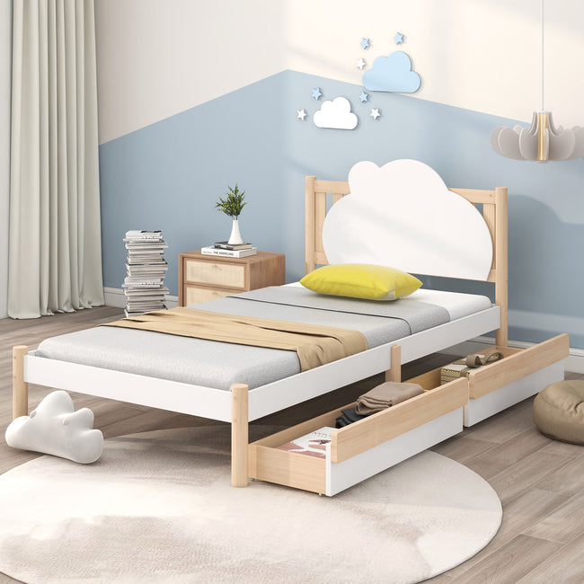 Wooden Solid White Pine Storage Bed with Drawers Bed Furniture Frame for Adults, Kids, Teenagers 3ft Single (White 190x90cm)_1