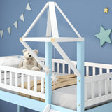 Children's Bunk Bed Frame with Slide & Ladder, Bunk Bed for Kids with Ladder and Slide (Blue, 90x190cm)_6