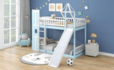 Children's Bunk Bed Frame with Slide & Ladder, Bunk Bed for Kids with Ladder and Slide (Blue, 90x190cm)_5
