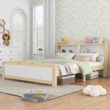 Solid Wooden Bed Frames, Double Storage Headboard Bed, 4FT6 Double (135 x 190 cm) Frame Only_12