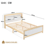 Solid Wooden Bed Frames, Double Storage Headboard Bed, 4FT6 Double (135 x 190 cm) Frame Only_9