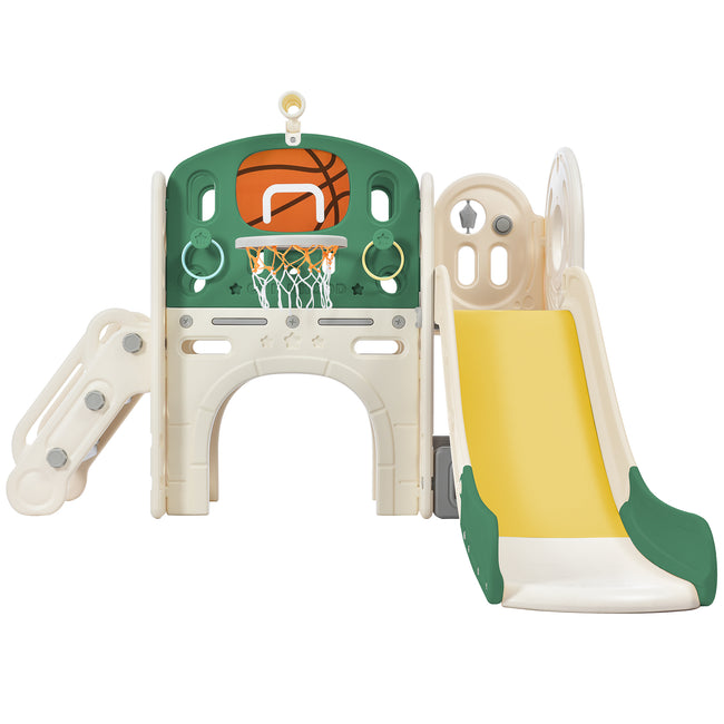 Children's combo slide, Features a long slide, storage box, tunnel. stair ladder, basketball hoop and passage area.Toddler slide. Easy Assembly and Convenient Storage. High-Quality Materials-_19