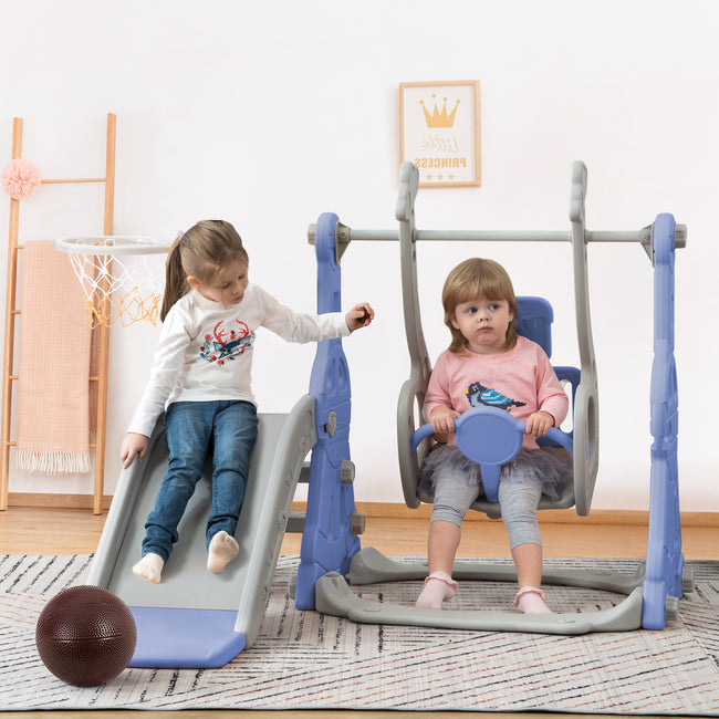 Slide for children, 4 in 1 children's slide, swing with basketball stand, climbing ladder, swing, slide, garden slide for indoor and outdoor use._31