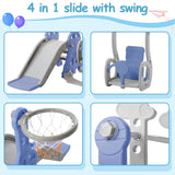 Slide for children, 4 in 1 children's slide, swing with basketball stand, climbing ladder, swing, slide, garden slide for indoor and outdoor use._22