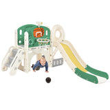 Children's combo slide, Features a long slide, storage box, tunnel. stair ladder, basketball hoop and passage area.Toddler slide. Easy Assembly and Convenient Storage. High-Quality Materials-_1
