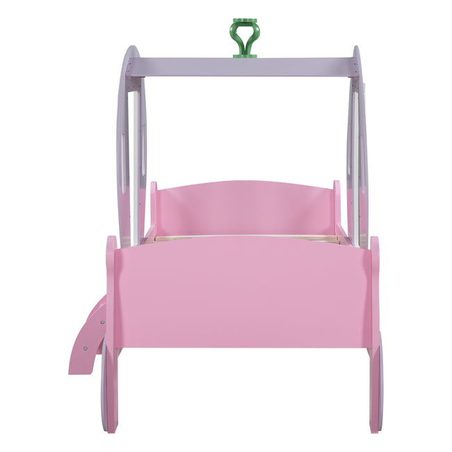 3FT  Princess Carriage Kids Toddler Bed , Single Car Bed, Pink, 90*190cm_9