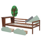 3FT Kids Toddler Bed with Storage Drawers and Desk, Tree Shelves , Single Tree Shape Daybed with 2 Drawers, 90*190cm_8