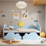 3FT Kids Toddler Bed with Storage Drawers, Single Bed Cloud Shape Daybed with 2 Drawers, 90*190cm_2
