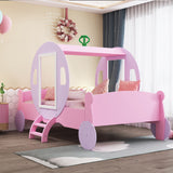 3FT  Princess Carriage Kids Toddler Bed , Single Car Bed, Pink, 90*190cm_0