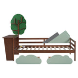 3FT Kids Toddler Bed with Storage Drawers and Desk, Tree Shelves , Single Tree Shape Daybed with 2 Drawers, 90*190cm_7