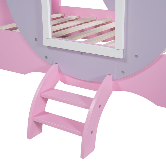 3FT  Princess Carriage Kids Toddler Bed , Single Car Bed, Pink, 90*190cm_13