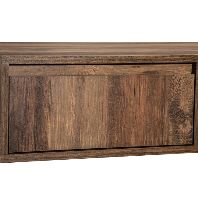 Wood grain coffee table, with a handleless drawer, a storage compartment and rear storage compartment, double-sided storage. With storage compartments on both sides.Office, living room sofa t_7