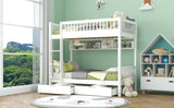 Bunk Bed, Kids Children, 3FT Solid Pine Wood Single Bed Frame & under Bed Slide Drawer Storage, with Shelf, White (90x190cm)_3