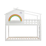3FT Children's Bunk Bed Frame with Ladder, House Bed, Bunk Bed for Kids, Teenagers (White, 190x90cm)_8