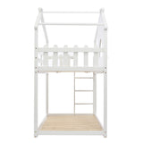 3FT Children's Bunk Bed Frame with Ladder, House Bed, Bunk Bed for Kids, Teenagers (White, 190x90cm)_14