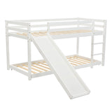 Children's Cabin Bed Frame with Slide & Ladder, Bunk Bed for Kids with Adjustable Ladder and Slide, Adjustable Lower Bed (White, 190x90cm+200x90cm)_8