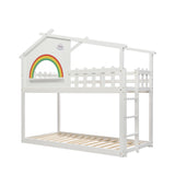 3FT Children's Bunk Bed Frame with Ladder, House Bed, Bunk Bed for Kids, Teenagers (White, 190x90cm)_12