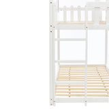 3FT Children's Bunk Bed Frame with Ladder, House Bed, Bunk Bed for Kids, Teenagers (White, 190x90cm)_17