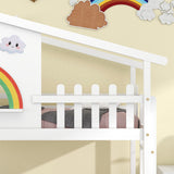 3FT Children's Bunk Bed Frame with Ladder, House Bed, Bunk Bed for Kids, Teenagers (White, 190x90cm)_6