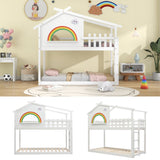 3FT Children's Bunk Bed Frame with Ladder, House Bed, Bunk Bed for Kids, Teenagers (White, 190x90cm)_4