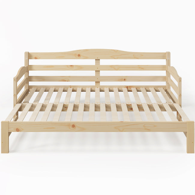 Daybed Cabin Bed SIngle Guest Bed Sofa Bed, Pull out Trundle for Living Room and Bedroom - (3 FT) 90 x190 cm -Natural_7
