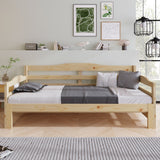 Daybed Cabin Bed SIngle Guest Bed Sofa Bed, Pull out Trundle for Living Room and Bedroom - (3 FT) 90 x190 cm -Natural_11