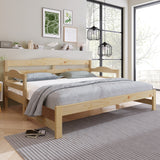 Daybed Cabin Bed SIngle Guest Bed Sofa Bed, Pull out Trundle for Living Room and Bedroom - (3 FT) 90 x190 cm -Natural_4