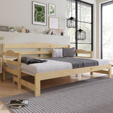 Daybed Cabin Bed SIngle Guest Bed Sofa Bed, Pull out Trundle for Living Room and Bedroom - (3 FT) 90 x190 cm -Natural_13
