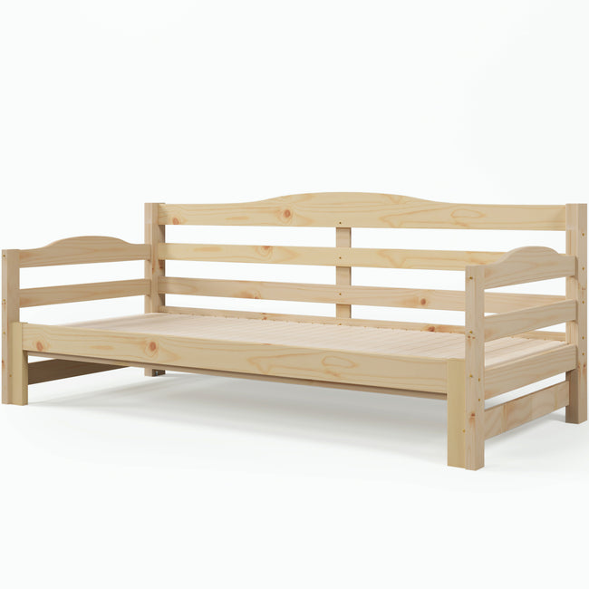Daybed Cabin Bed SIngle Guest Bed Sofa Bed, Pull out Trundle for Living Room and Bedroom - (3 FT) 90 x190 cm -Natural_6