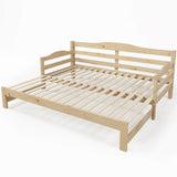 Daybed Cabin Bed SIngle Guest Bed Sofa Bed, Pull out Trundle for Living Room and Bedroom - (3 FT) 90 x190 cm -Natural_5