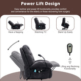 Power Recliner Chair with Lift, Heat and Massage for Elderly Side Pockets Phone Holder Single Recliner Chairs for Living Room_14