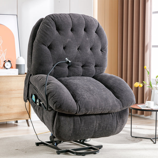 Power Recliner Chair with Lift, Heat and Massage for Elderly Side Pockets Phone Holder Single Recliner Chairs for Living Room_9